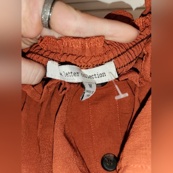 LOVE LETTER COLLECTION boho cropped off shoulder top Cottagecore Burnt Orange - Picture 5 of 8